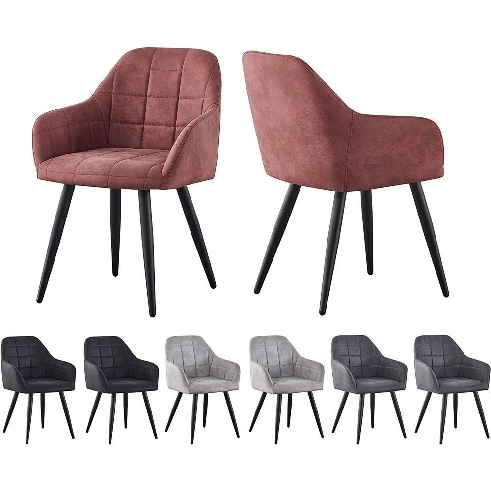 Adrian Set of 2 Pink Suede Faux Leather Dining Chairs Image 8