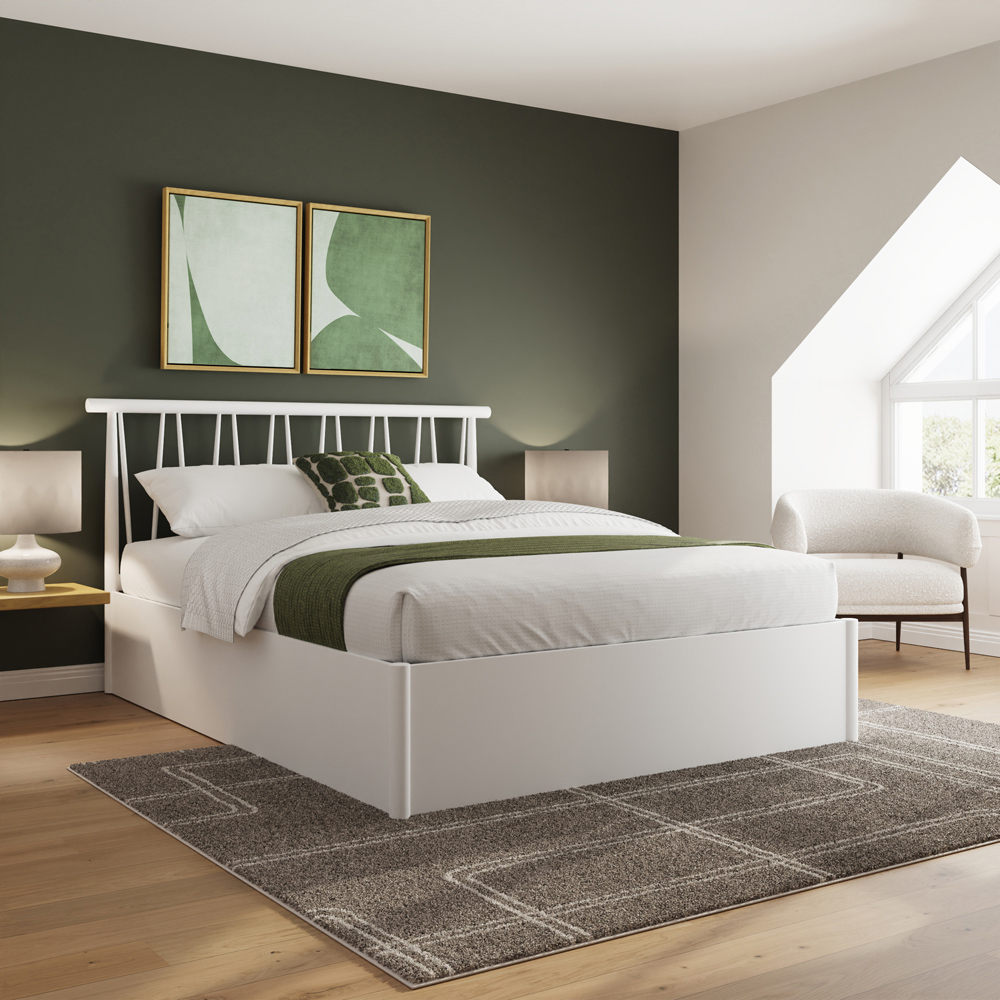 GFW Fusum King Size White Spindle Wooden Ottoman Bed Image 9