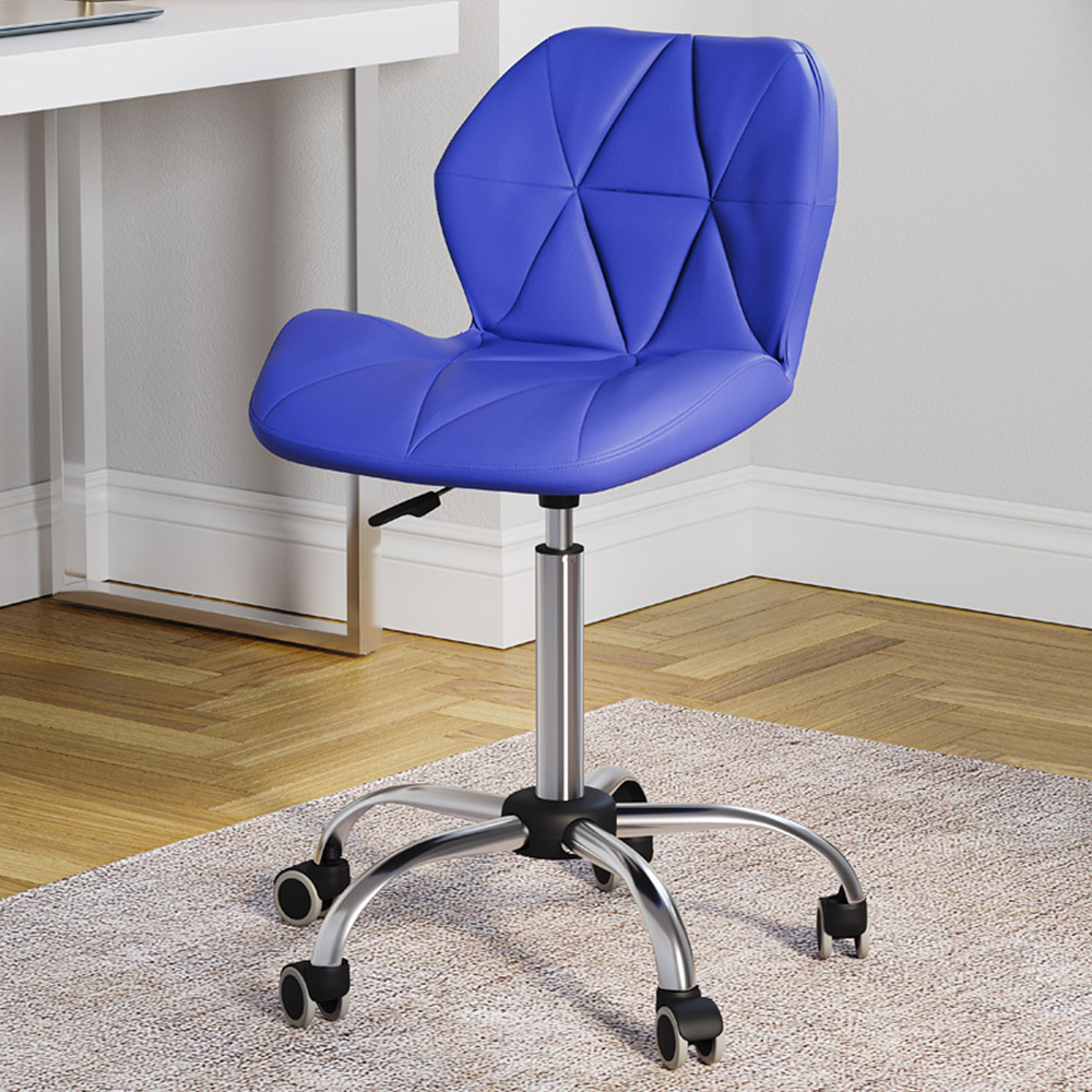 Vida Designs Geo Blue PU Faux Leather Swivel Office Chair Image 1