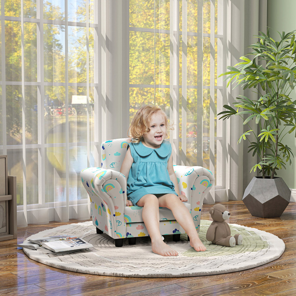 AIYAPLAY White Cloud Design Kids Armchair with Footrest Image 4