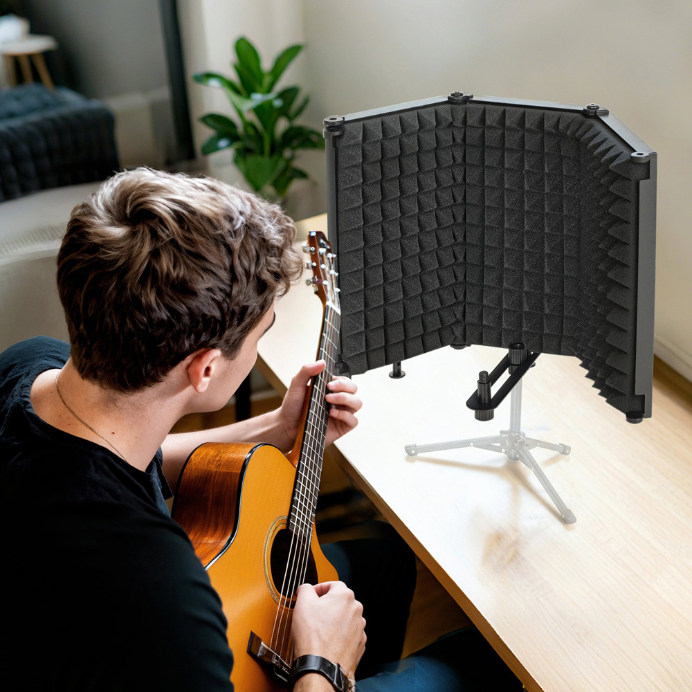 HOMCOM Black Foldable Table Top Studio Microphone Isolation Shield Image 8