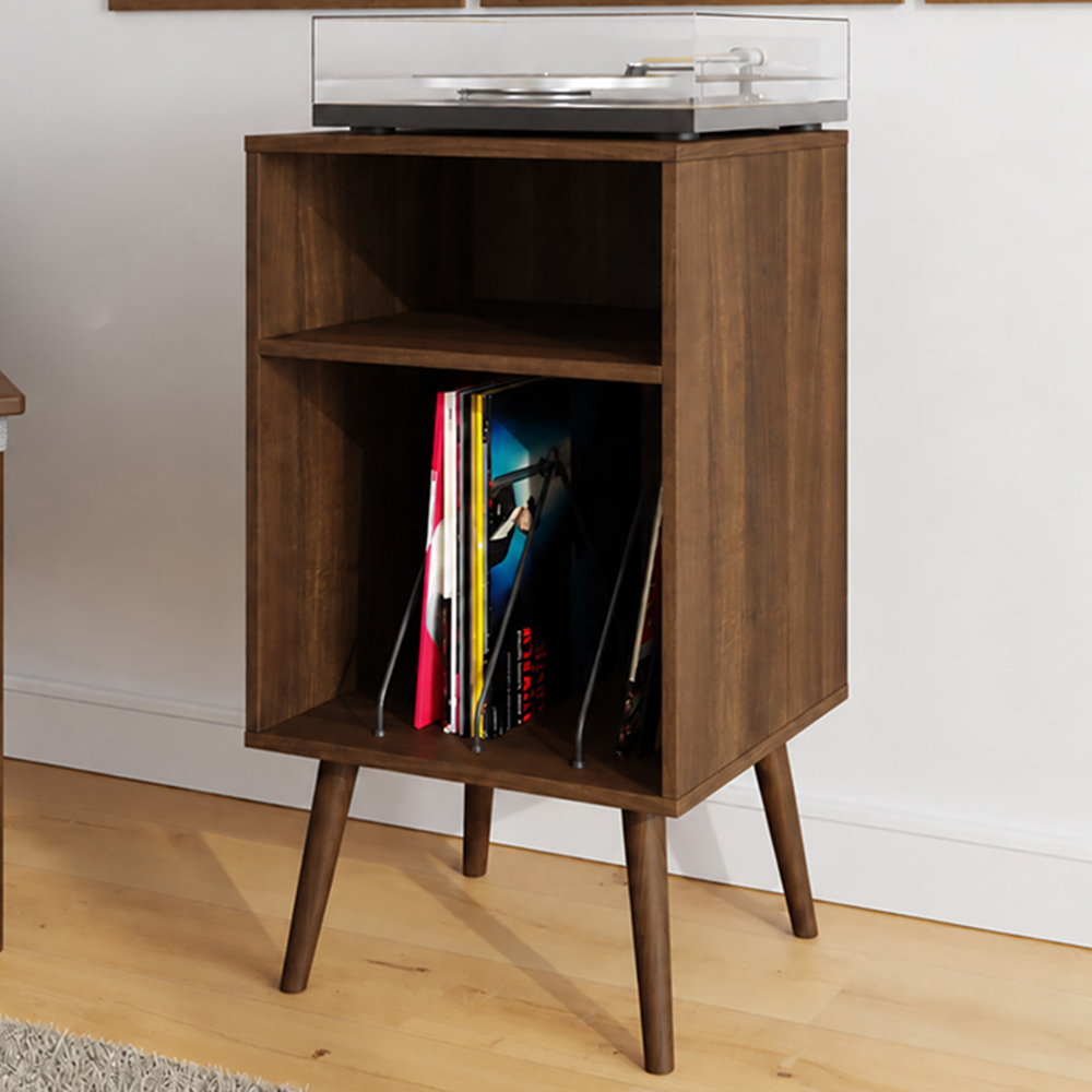 GFW Jaxon 2 Shelf Walnut Compact Open Turntable Stand Image 1
