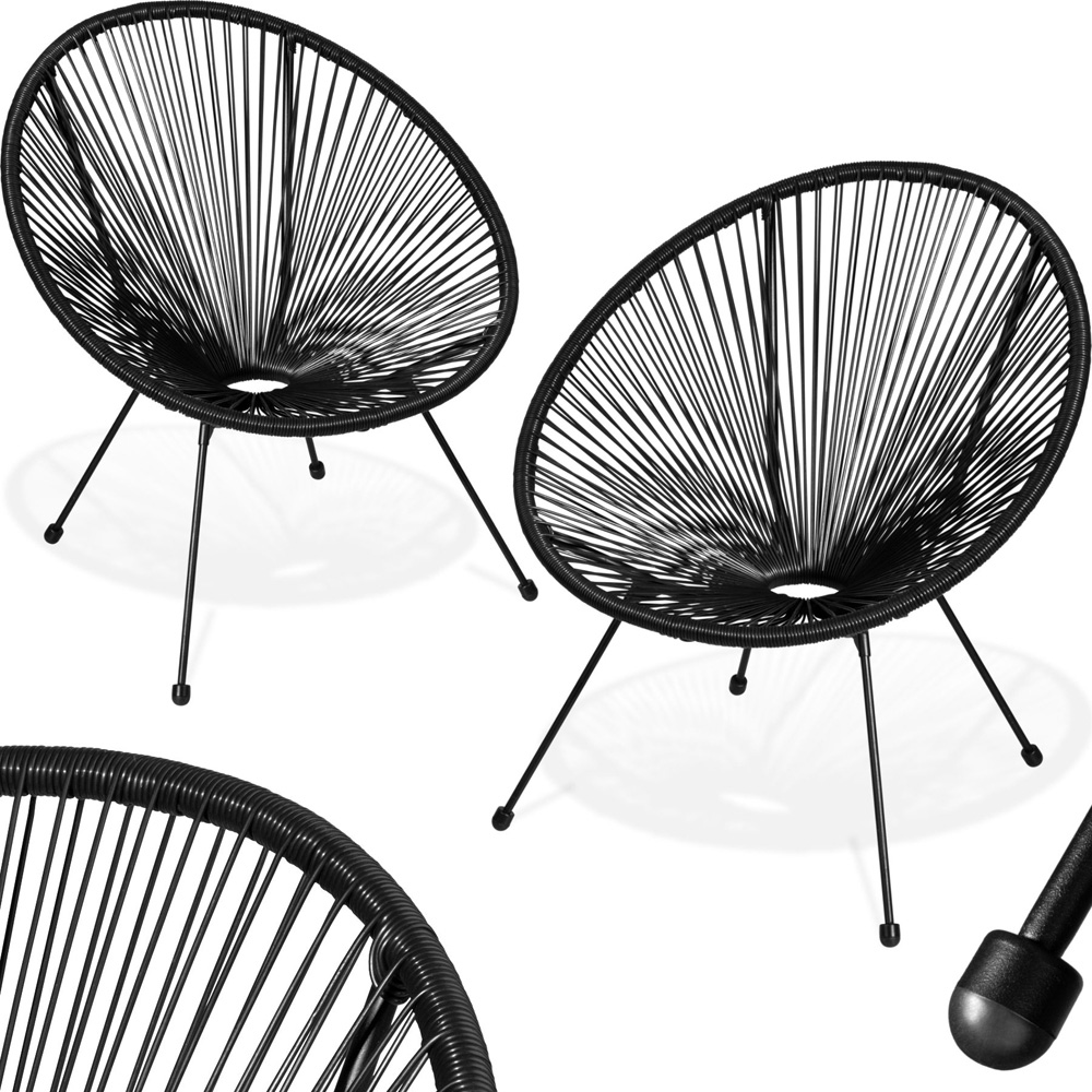 tectake Retro 2 Piece Black Garden Chair Set Image 2