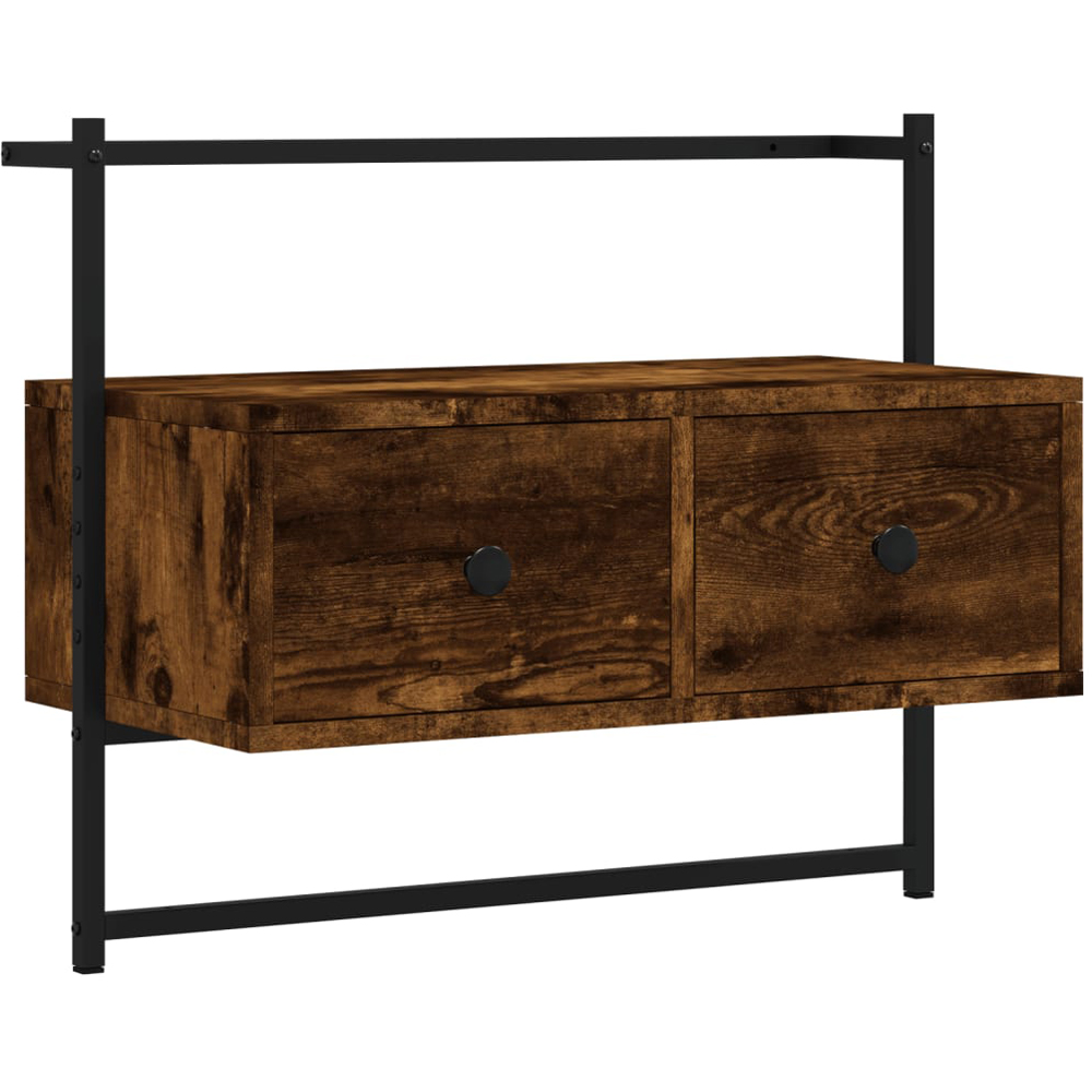 vidaXL 2 Drawer Smoked Oak and Black Wall Mounted TV Cabinet Image 2