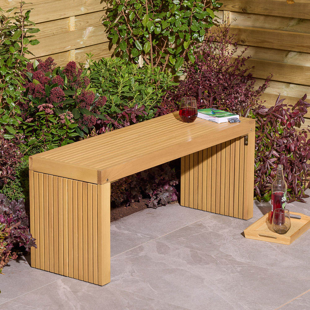Rowlinson Kyoto 2 Seater Natural Wooden Garden Bench Image 1