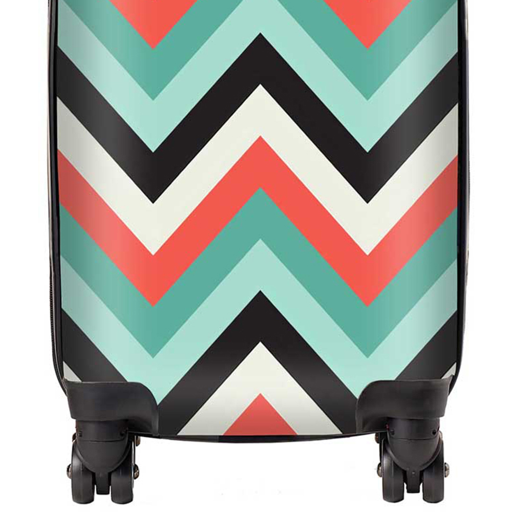 Warren Reed Designer Mini Cabin Geometric Coloured Chevron Pattern Suitcase Image 2