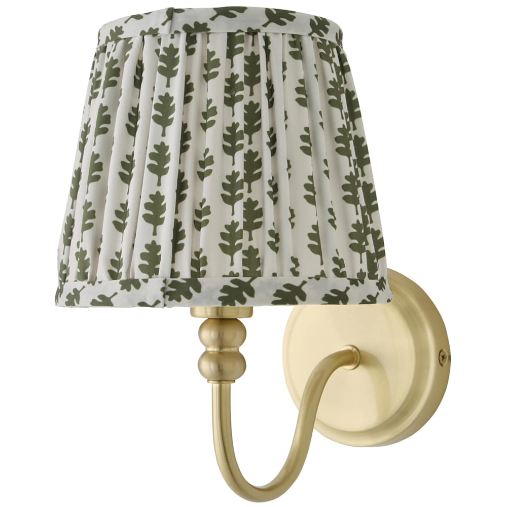 ValueLights Binky Green Floral Shade Gold Rechargeable Wall Light with Bulb 2 Pack Image 1