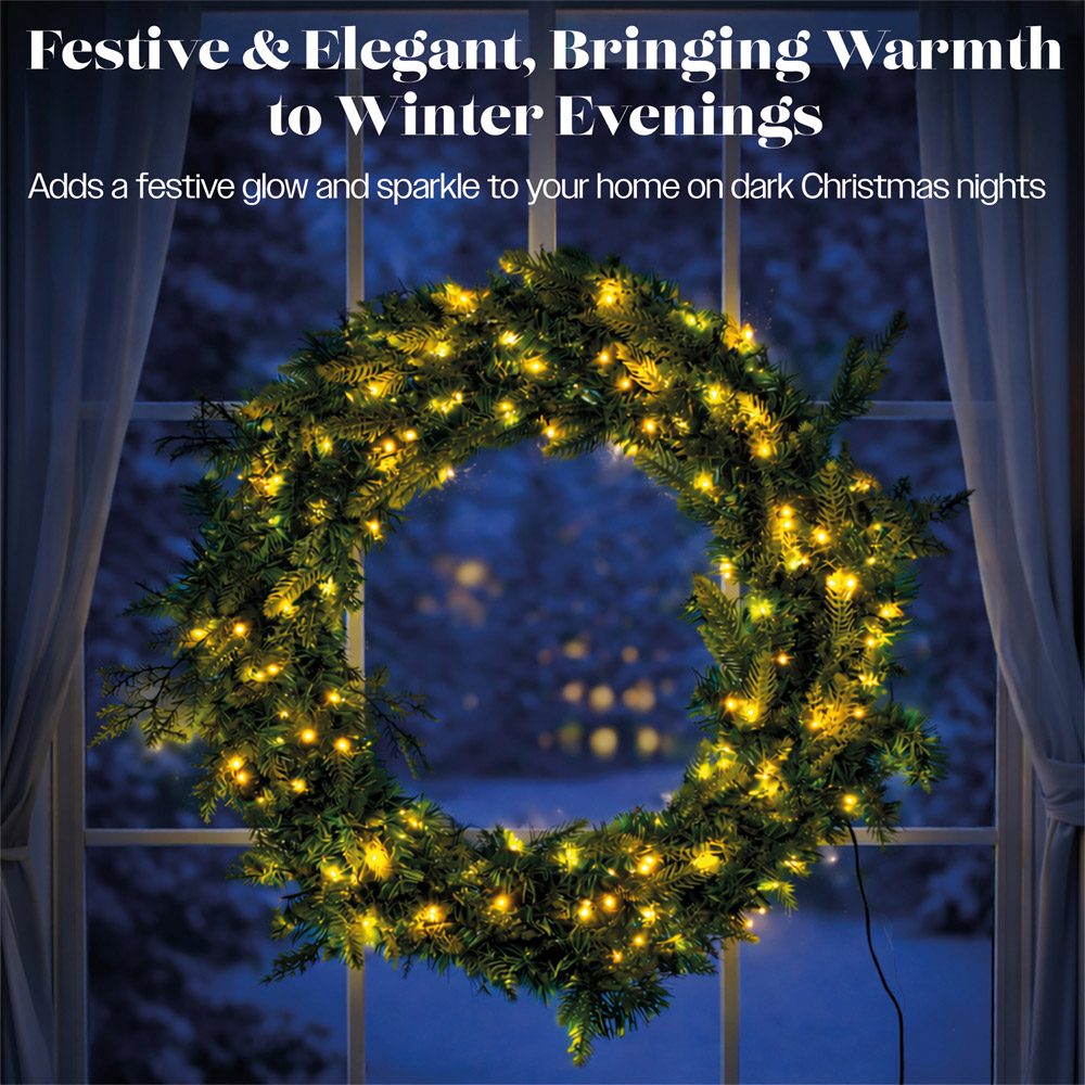 Xmas Haus 150 Warm White LED Christmas Wreath 80cm Image 3