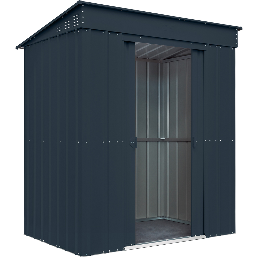 Globel 6 x 4ft 2 Door Grey Metal Pent Garden Shed Image 2