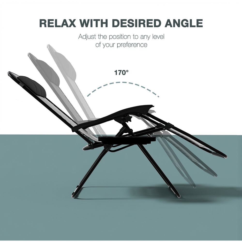 GARDEN VIDA Set of 2 Grey Zero Gravity Chair Image 6