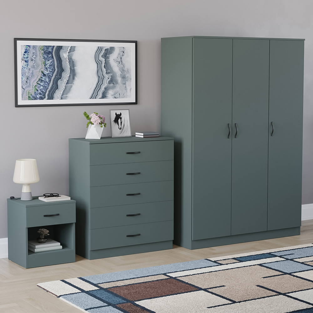 VIDA DESIGNS Riano Green 3 Piece Bedroom Furniture Set Image 1