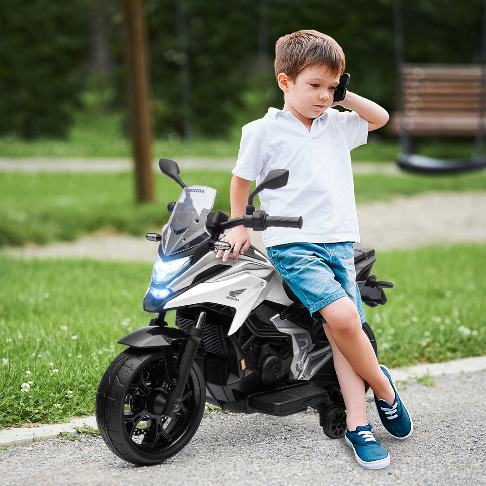 Tommy Toys Kids White Licensed Honda Electric Motorbike Image 2