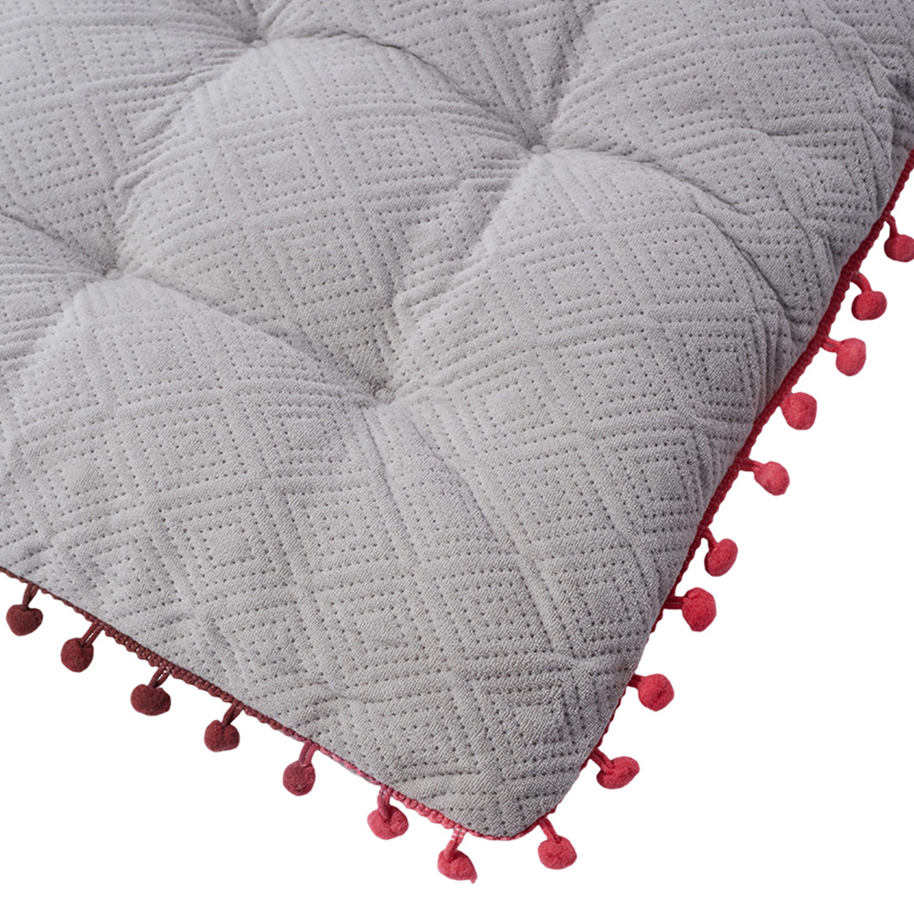 Living and Home Grey Square Dining Chair Cushion with Pom Poms 40 x 40cm Image 4