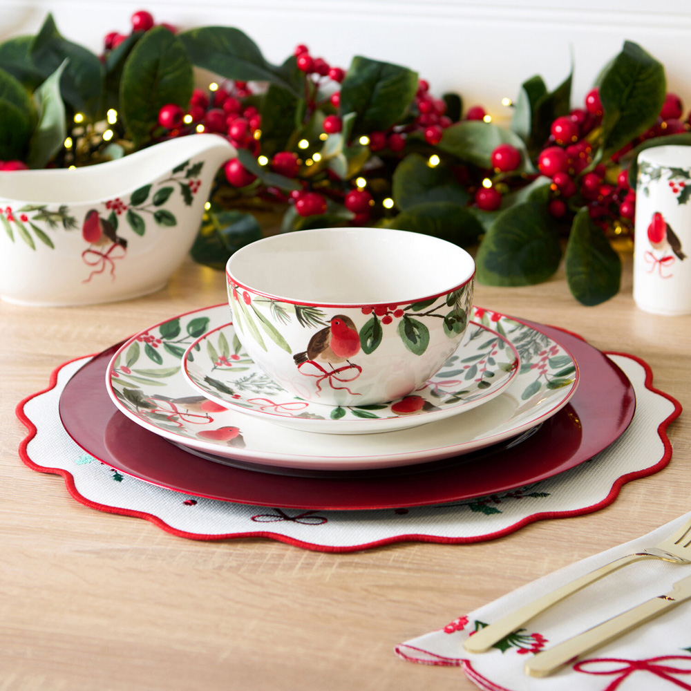 Festive Robin 12 Piece Dinnerware Set Image 2