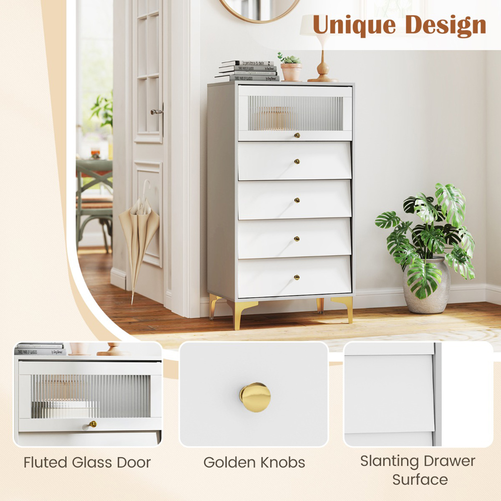 Costway 4 Drawer Single Door 3/4 Drawer Dresser Cabinet Image 5