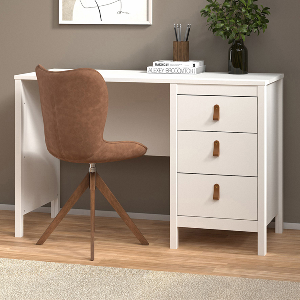 Florence Barcelona 3 Drawers Desk White Image 1