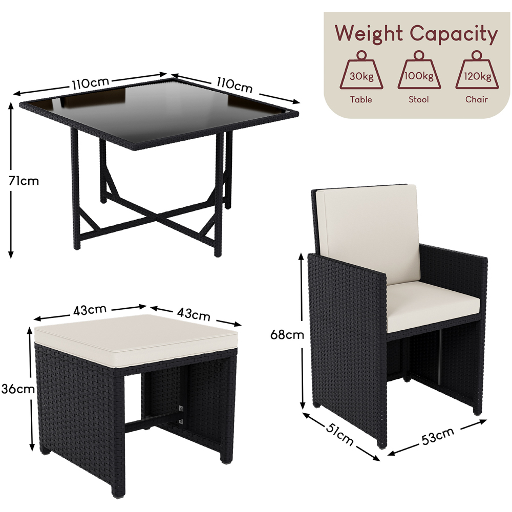 GARDEN VIDA Cuba Rattan Effect 8 Seater Dining Set Black Image 7
