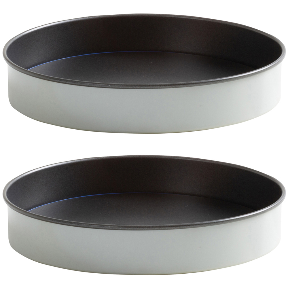 Wham PushPan 23cm Set of 2 Light Grey and Pewter Shallow Tin Image 1