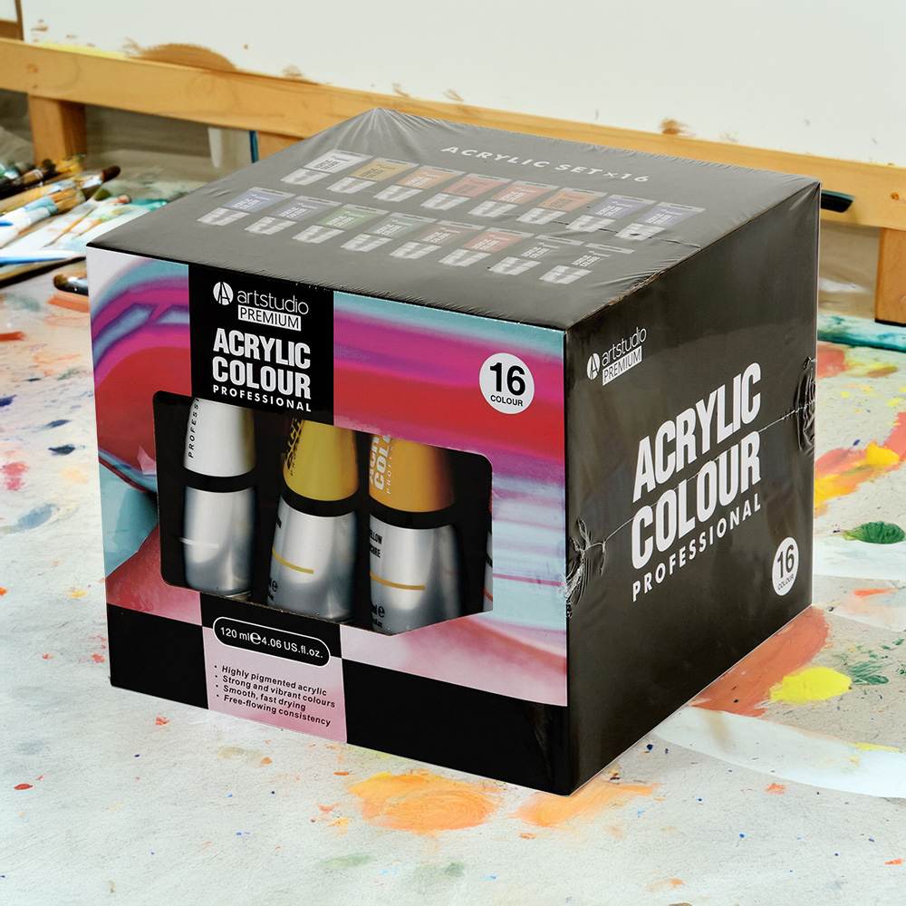 Art Studio Multicolour Professional Acrylic Colour 16 Pack Image 2