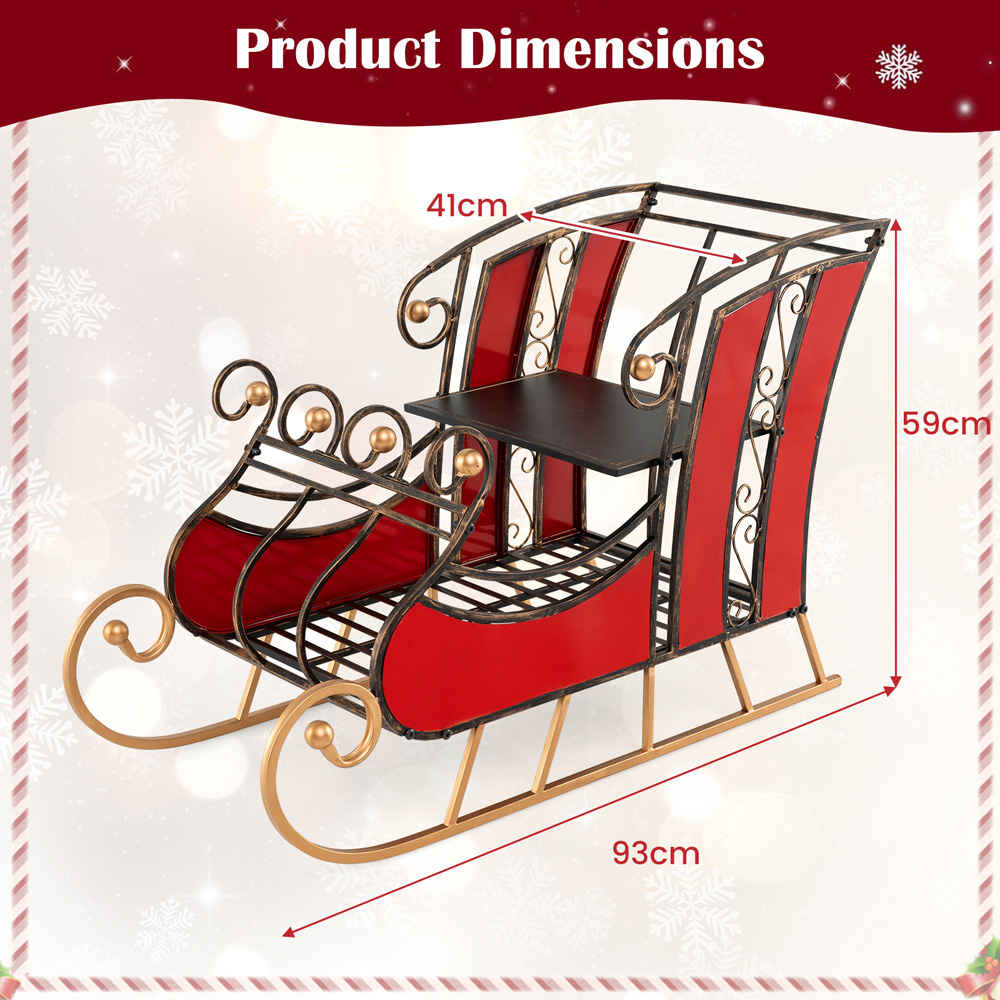 Costway 2 Shelf Santa Sleigh Storage Christmas Decoration Image 9