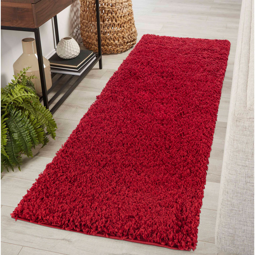 Desire Rugs Oxford Red Plain Shaggy Rug 60 x 110cm Image 5