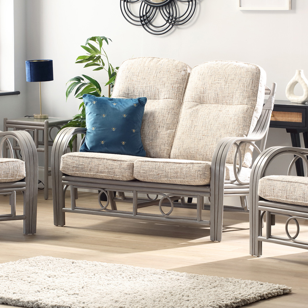 Desser Furniture Madrid 2 Seater Grey Natural Rattan and Farrow Sofa Image 2