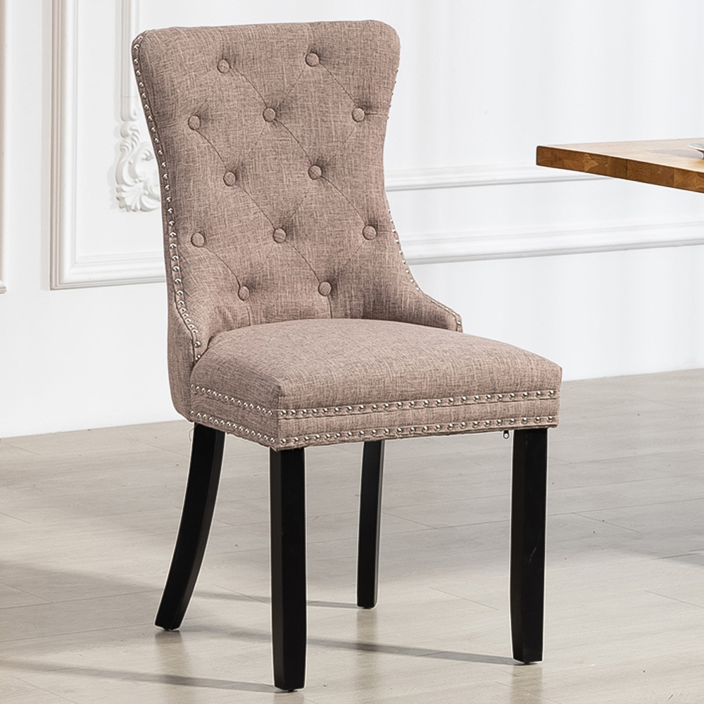 Artemis Home Rivara Set of 2 Dark Brown Fabric Dining Chair Image 1