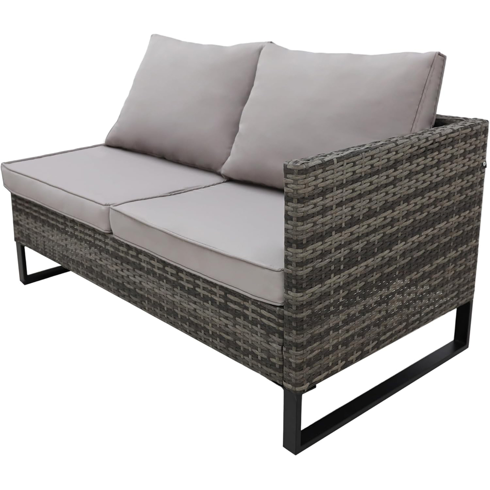 Alivio 4 Seater Grey Rattan L-Shaped Garden Sofa Set with Storage and Glass Coffee Table Image 3