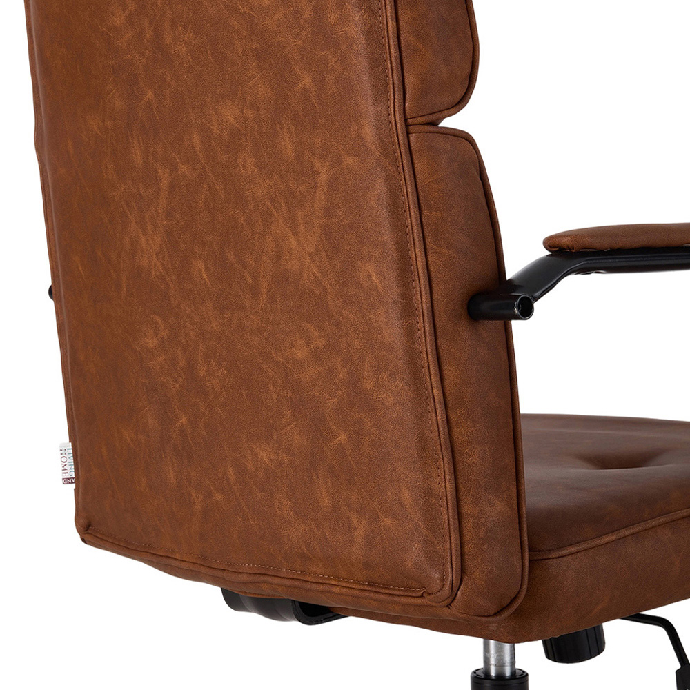 Living and Home Brown PU Leather Swivel and Adjustable Retro Office Chair Image 6