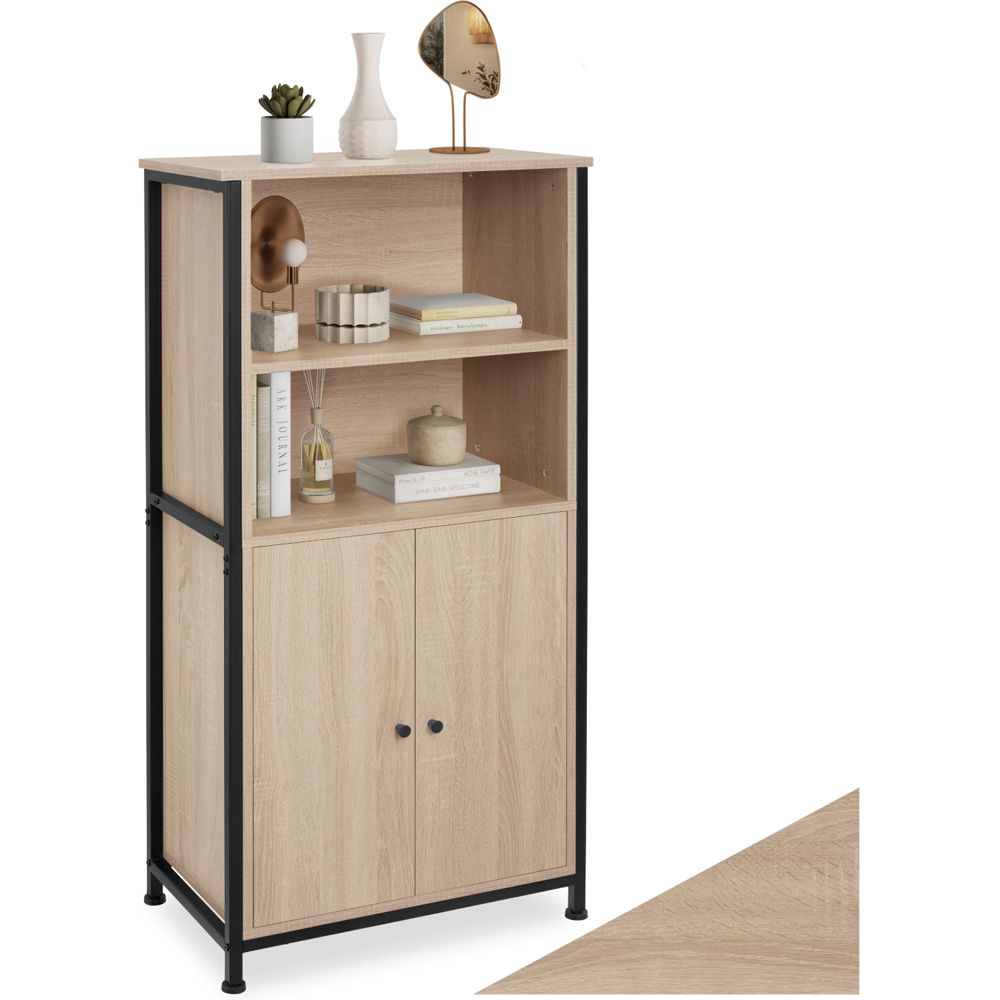 Tectake Doncaster 2 Door 2 Shelf Sonoma Oak Display Cabinet Image 2