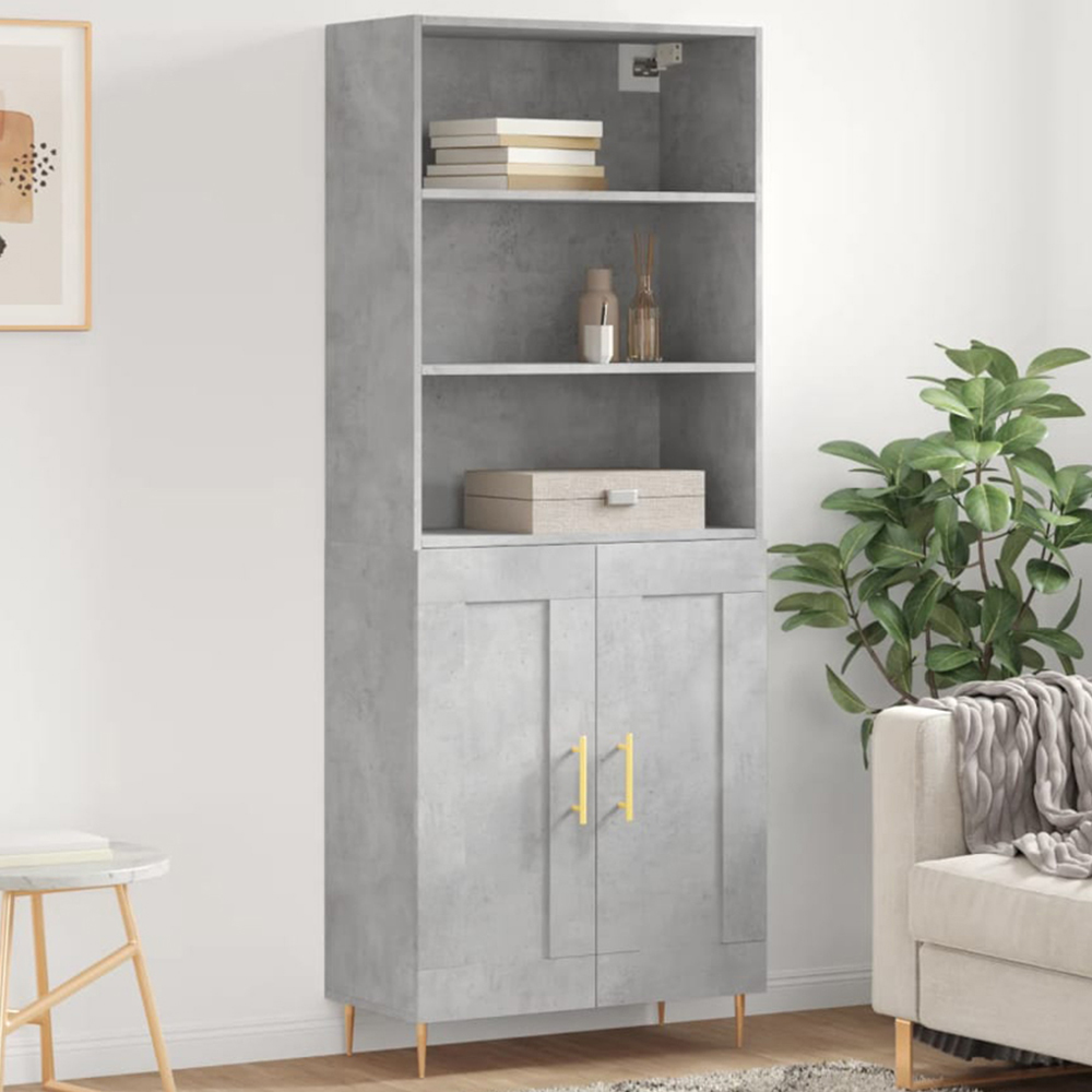 vidaXL 2 Door 3 Shelf Concrete Grey Highboard Image 1