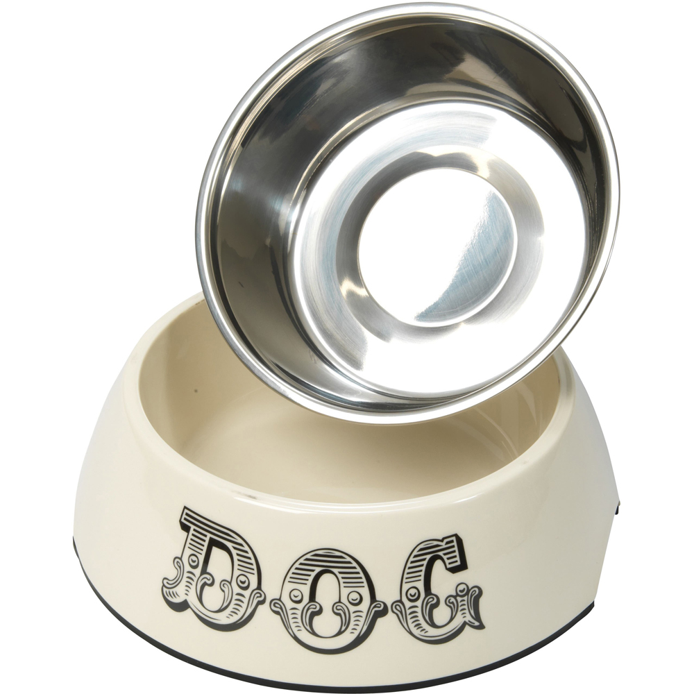 House Of Paws Large Cream 2 in 1 Dog Bowl 700ml Image