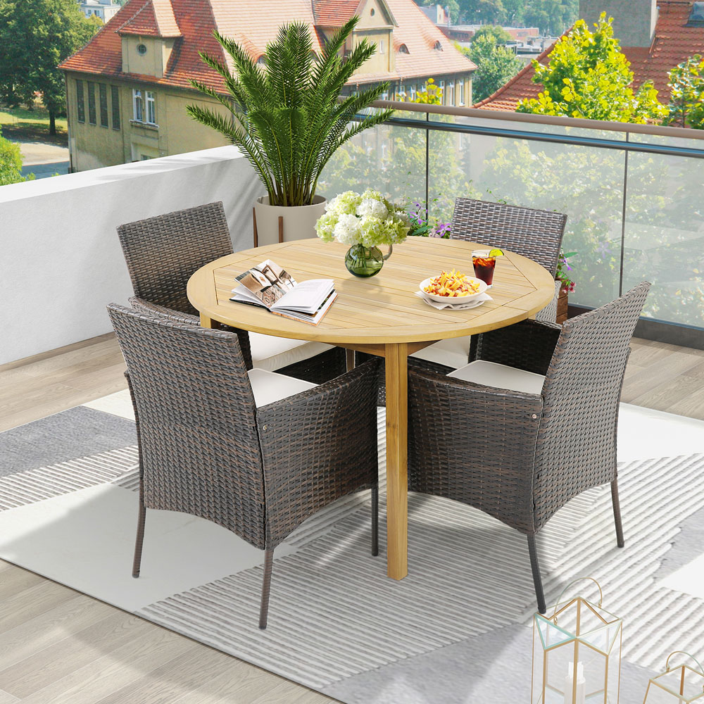 Costway Set of 4 PE Wicker Garden Dining Chair Image 3