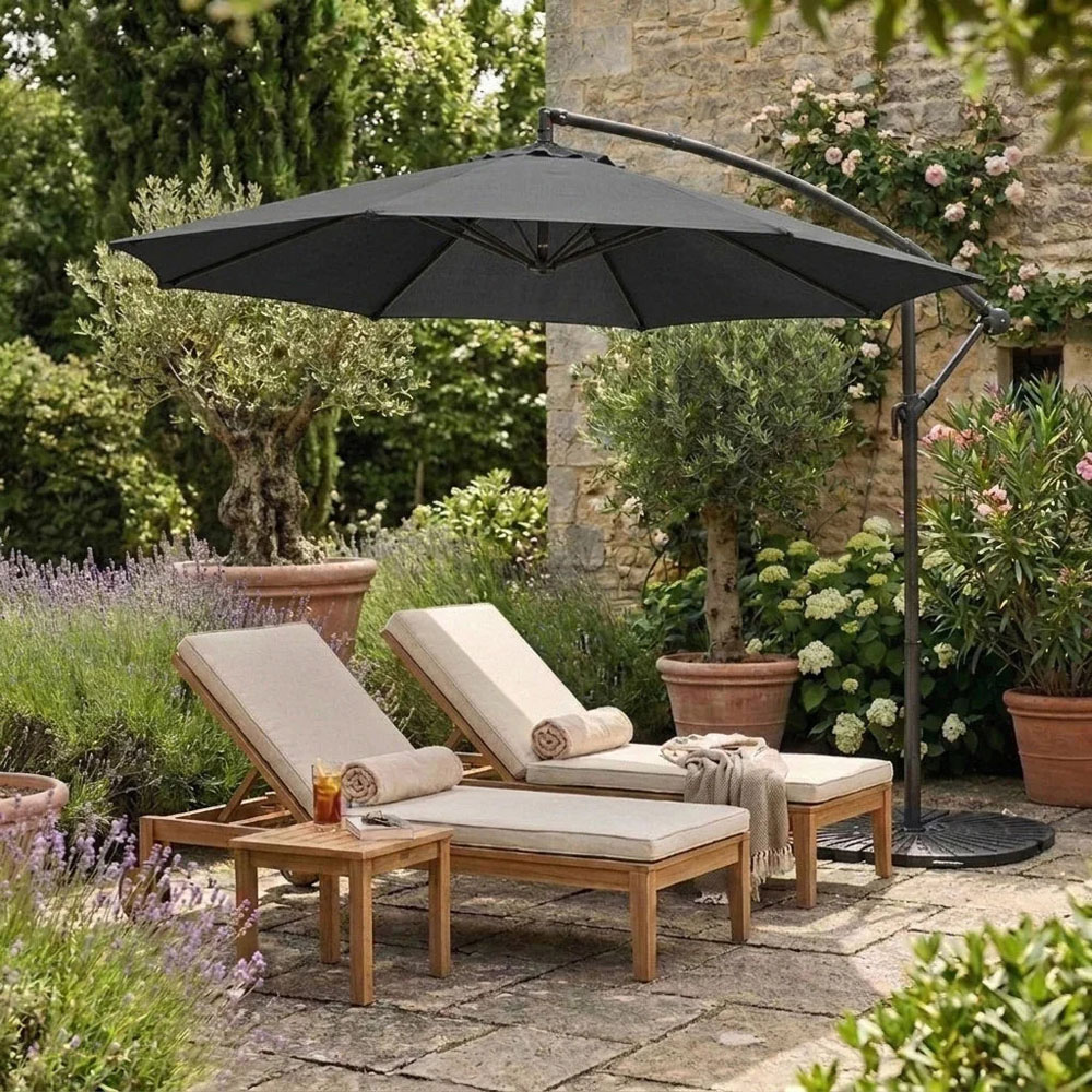 MonsterShop Grey Cantilever Parasol with Full Fan Base 3m Image 2