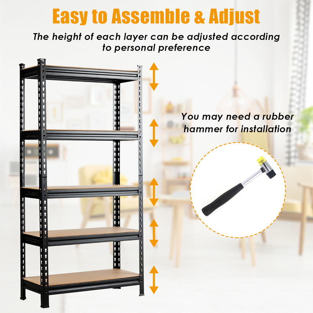 Costway Black 5 Tier Storage Rack with Adjustable Board Image 7