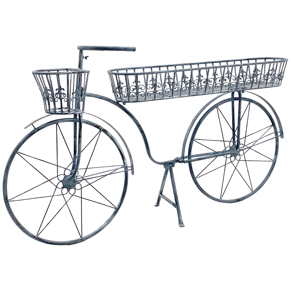 Acacia Home Stone Grey Metal Bicycle Planter 138cm Image 1