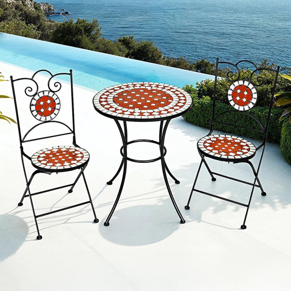 tectake 2 Seater Mosaic Patio Bistro Set Image 1
