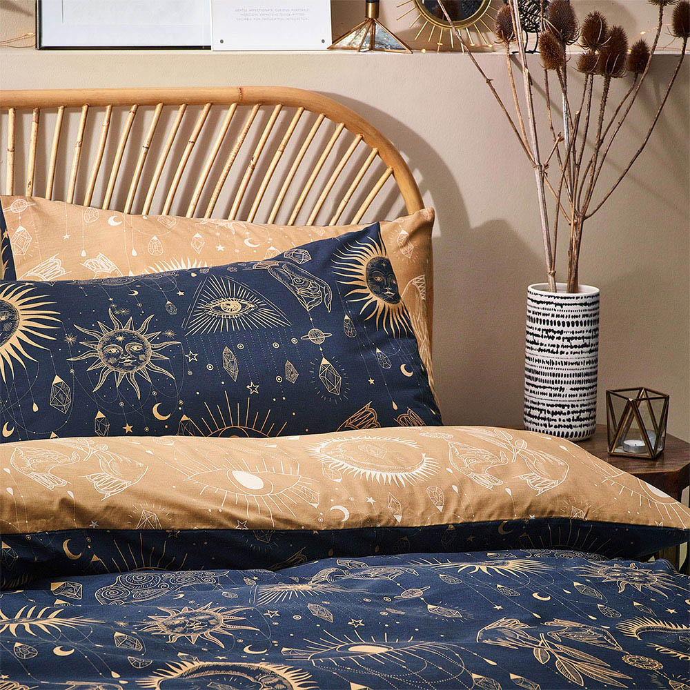 furn. Constellation Celestial King Size Gold and Navy Duvet Set Image 3