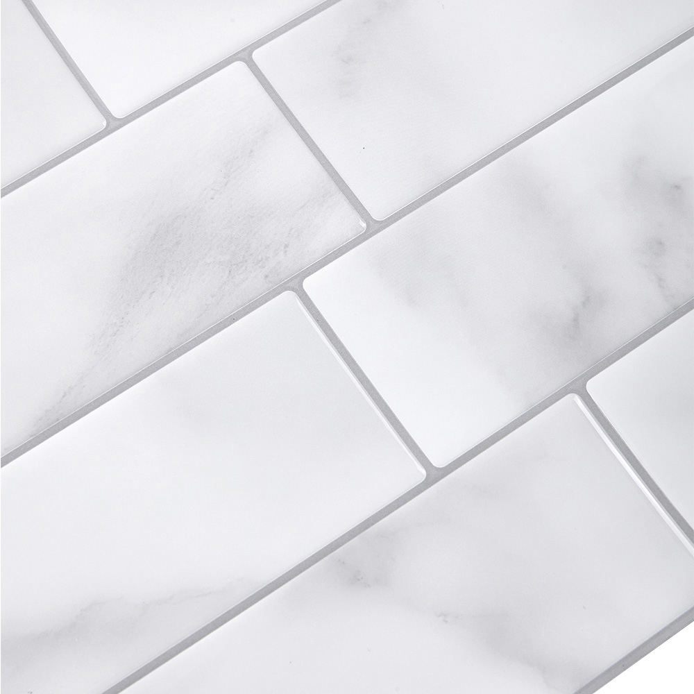 Living and Home Brick Effect Grey Rectangle Self Adhesive Wall Sticker 10 Pack Image 5