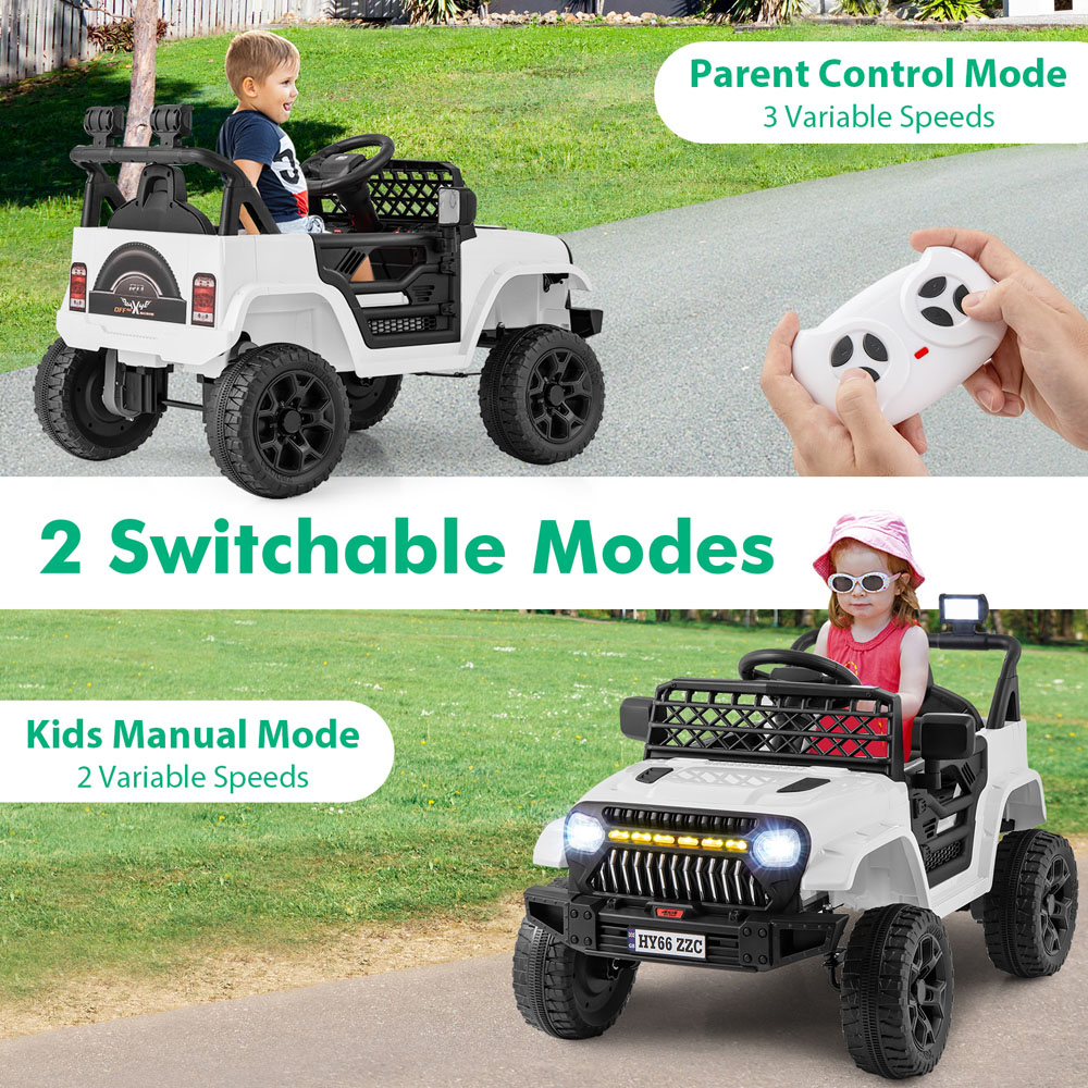 Costway Kids White Ride On Truck with Remote Control and LED lights 12V Image 4