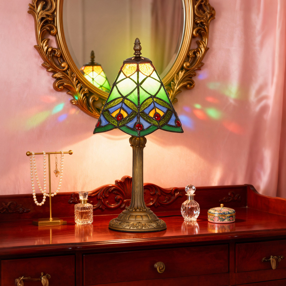 HOMCOM Tiffany Style Handcrafted Stained Glass Table Lamp Image 3