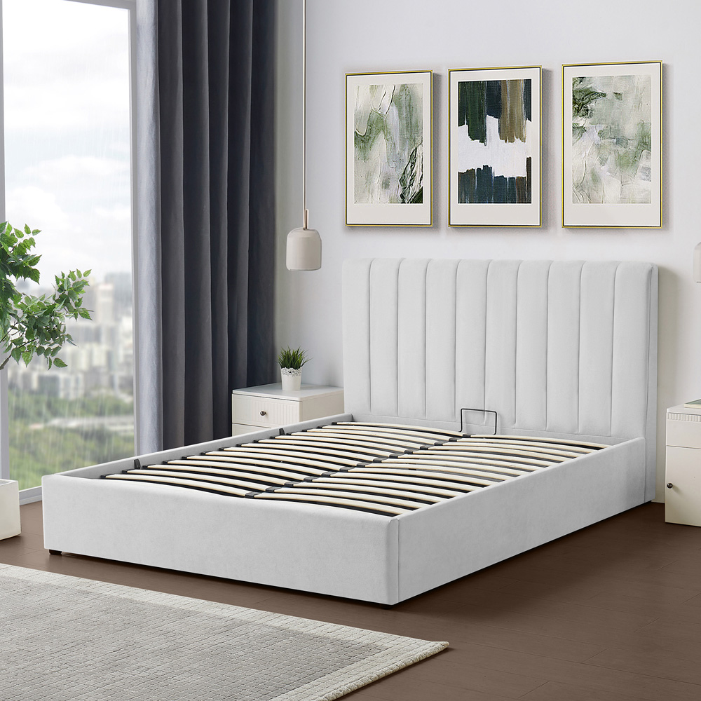 Brooklyn Evelynne King Size Light Grey Linen Ottoman Bed Image 5