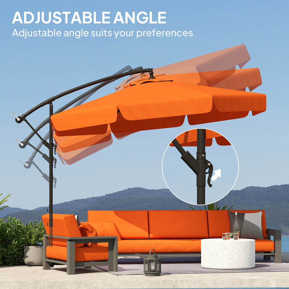 Outsunny Orange Banana Crank and Tilt Cantilever Parasol 2.7m Image 8