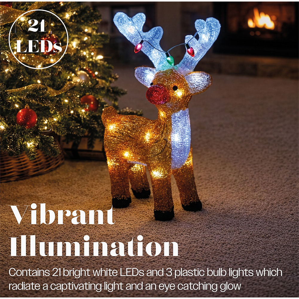 Xmas Haus 21 White LED Acrylic Deer Christmas Decoration 40cm Image 5