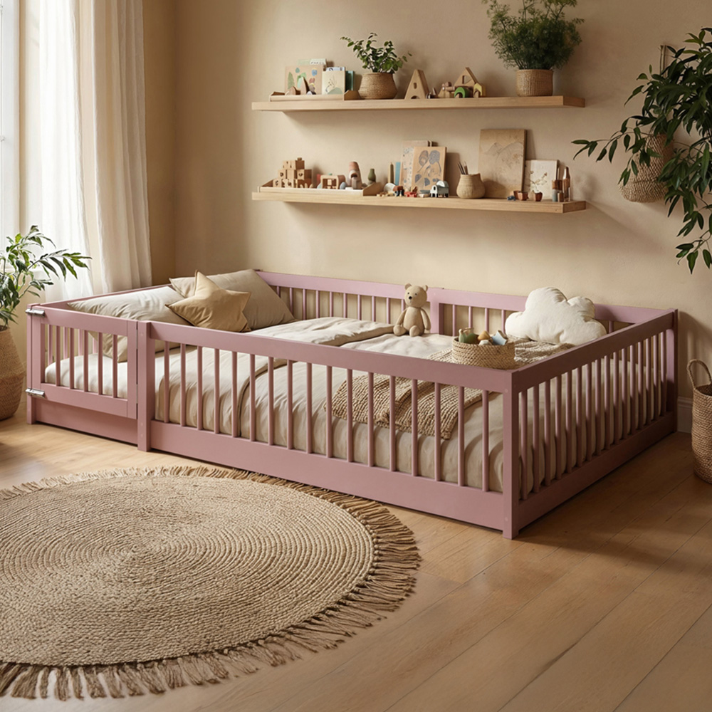 Flair Imogen Small Double Pink Montessori Toddler Floor Bed Image 1