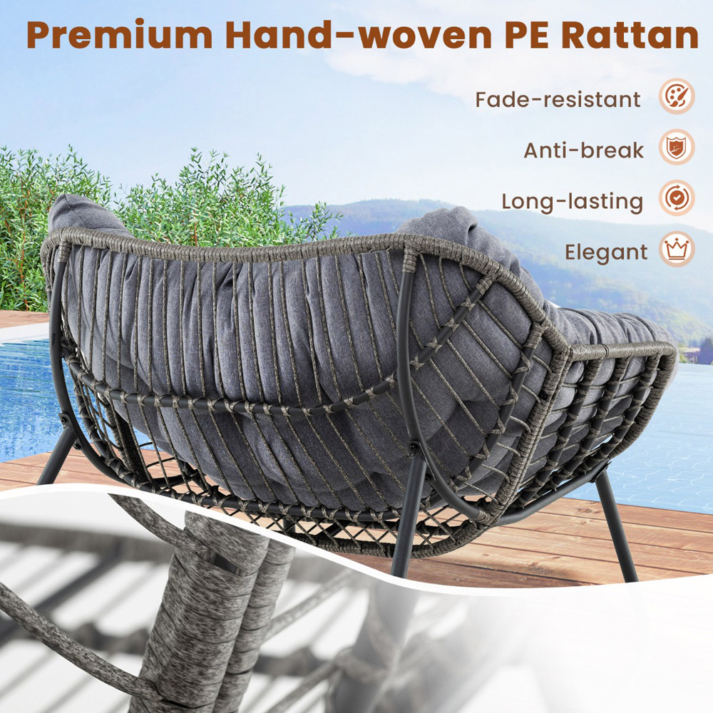 Costway Grey Outdoor Rocking Chair with Removable Cushion Image 4