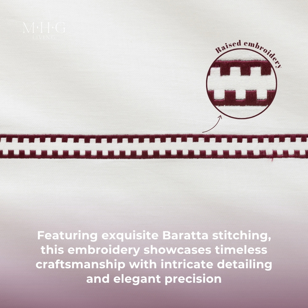 MHG Living Super King Size Mayfair Burgundy 200 Thread Count Duvet Cover Set Image 5