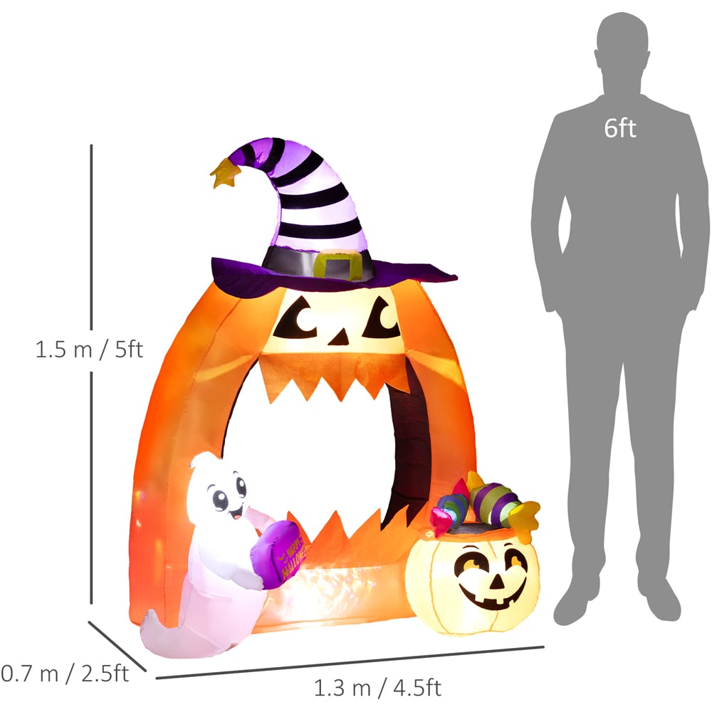 Outsunny Halloween Inflatable Pumpkin Archway with Cute Ghost 4.9ft Image 7