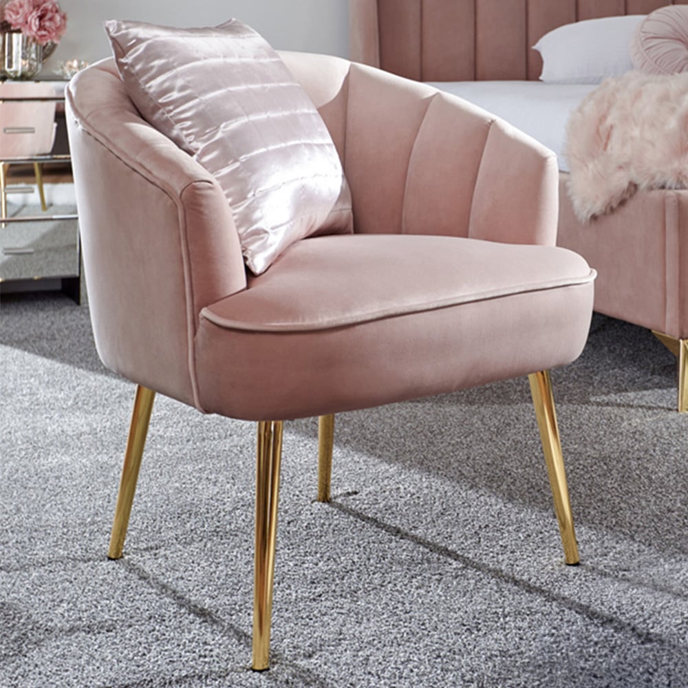 GFW Pettine Blush Pink Plush Fabric Chair Image 1