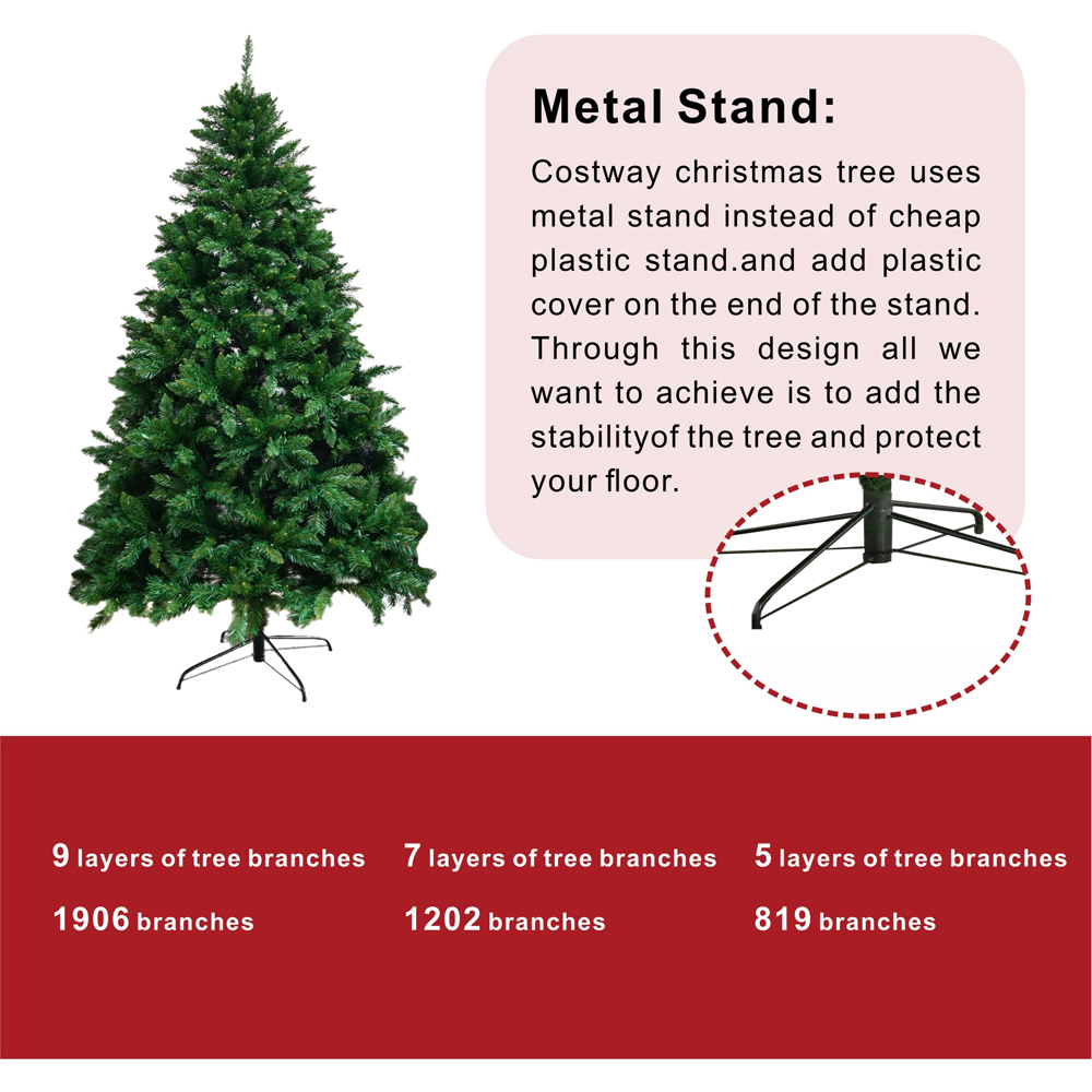Abrihome Artificial Christmas Tree with Hinged Branches 6ft Image 6